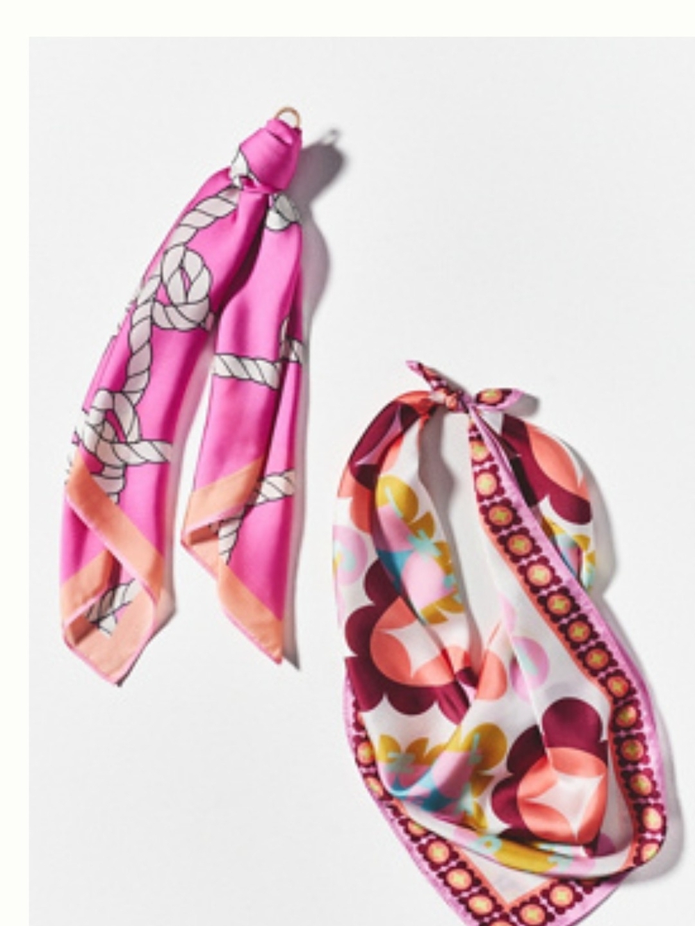 Pink Patterned Silk Scarf - Fashionable Women's Accessory